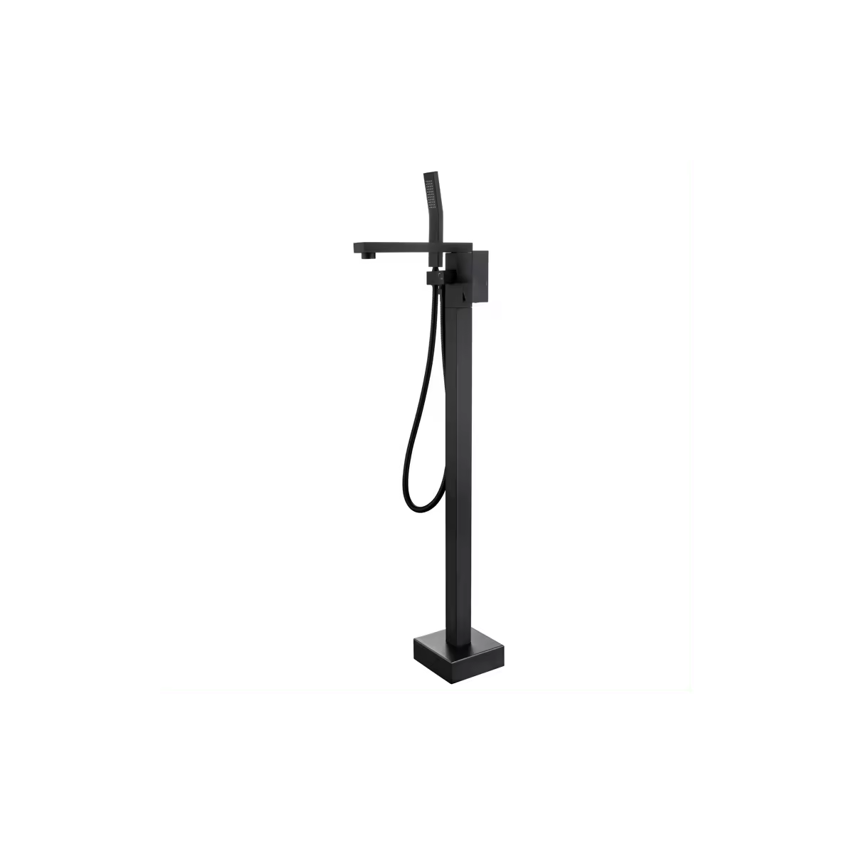 Straight Freestanding Matt Black Bath Tap With Shower