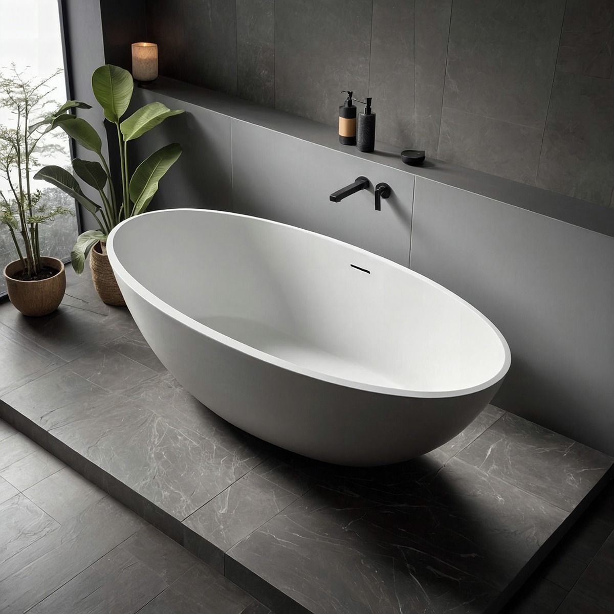 Casares Matt White Freestanding Stone Resin Bath 1800mm