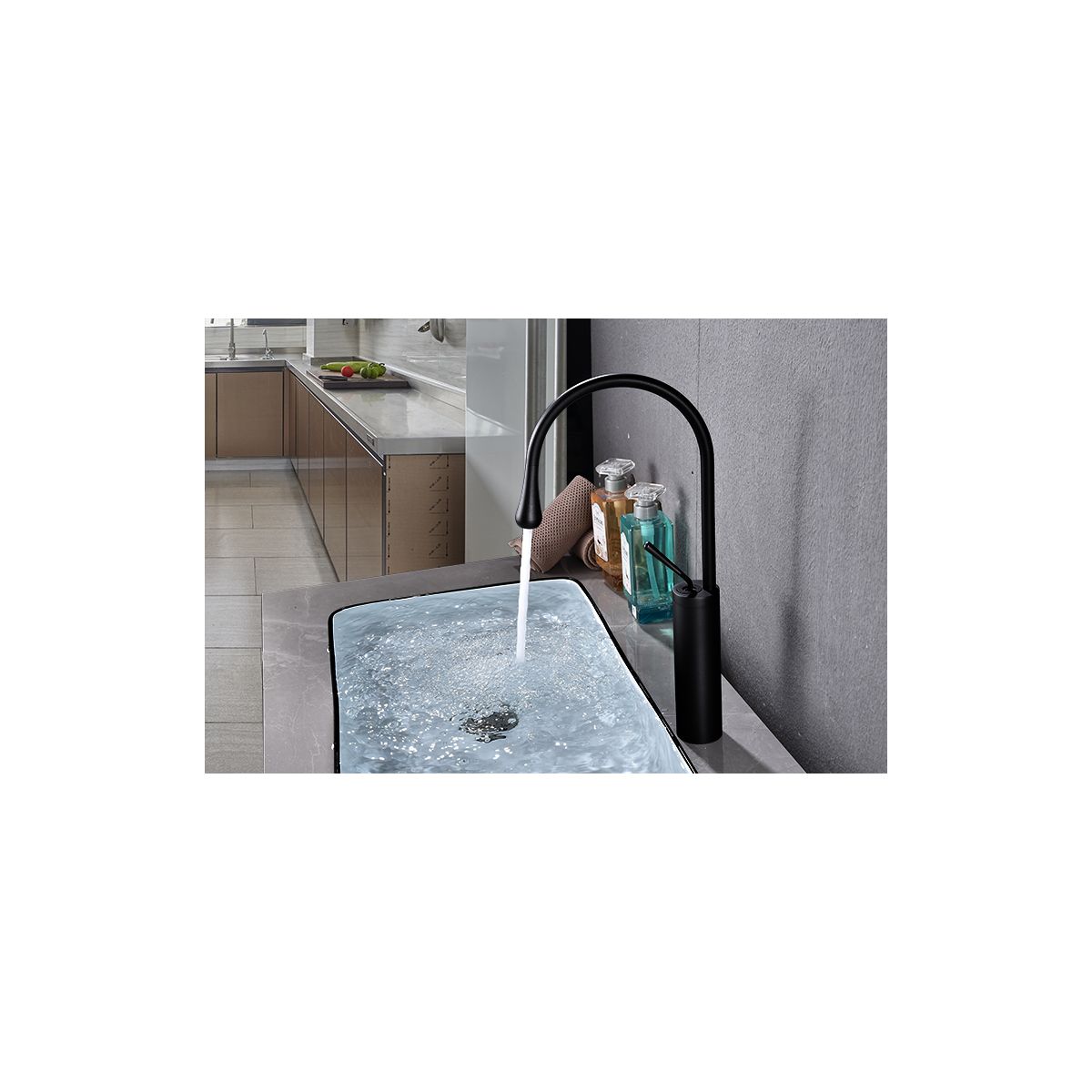 Tall Body Black Bathroom Basin Faucet