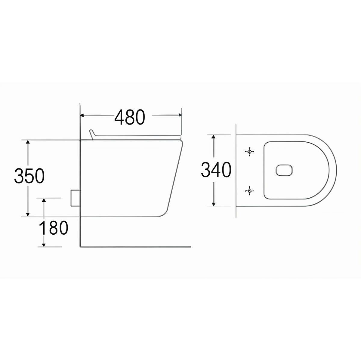 Rimless Wall Hung WC Toilet - Soft Close Seat Included