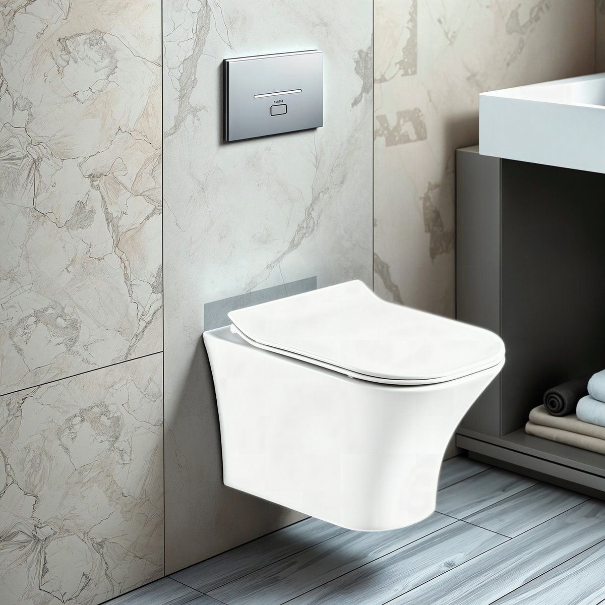 Rimless Wall Hung WC Toilet - Soft Close Seat Included