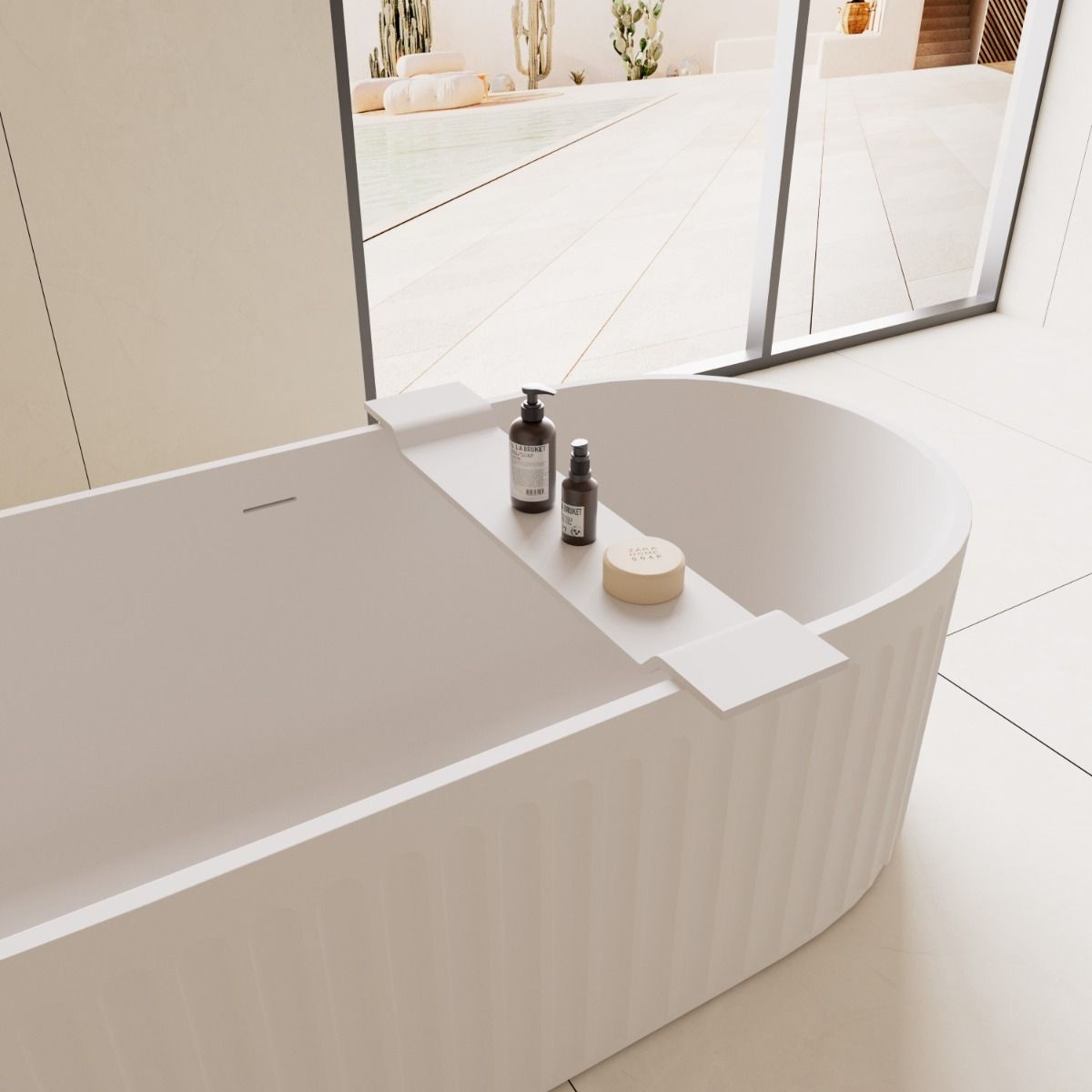 Matt White Pure Acrylic Stone Bathtub Tray