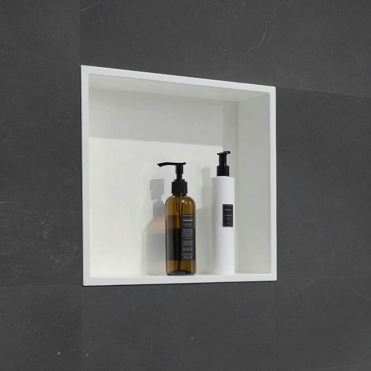 Stone Wall Niche Recessed Waterproof Shelf 30cm x 30cm Matt White