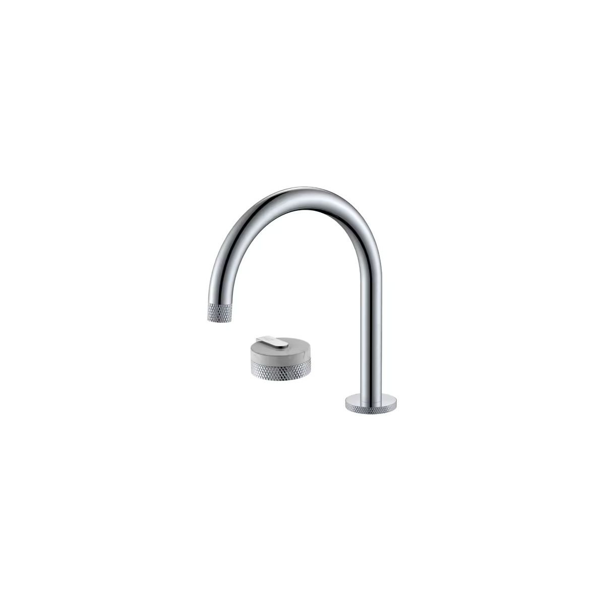 Shelf Mounted Silver Chrome Curved Tap With Single Marble Handle