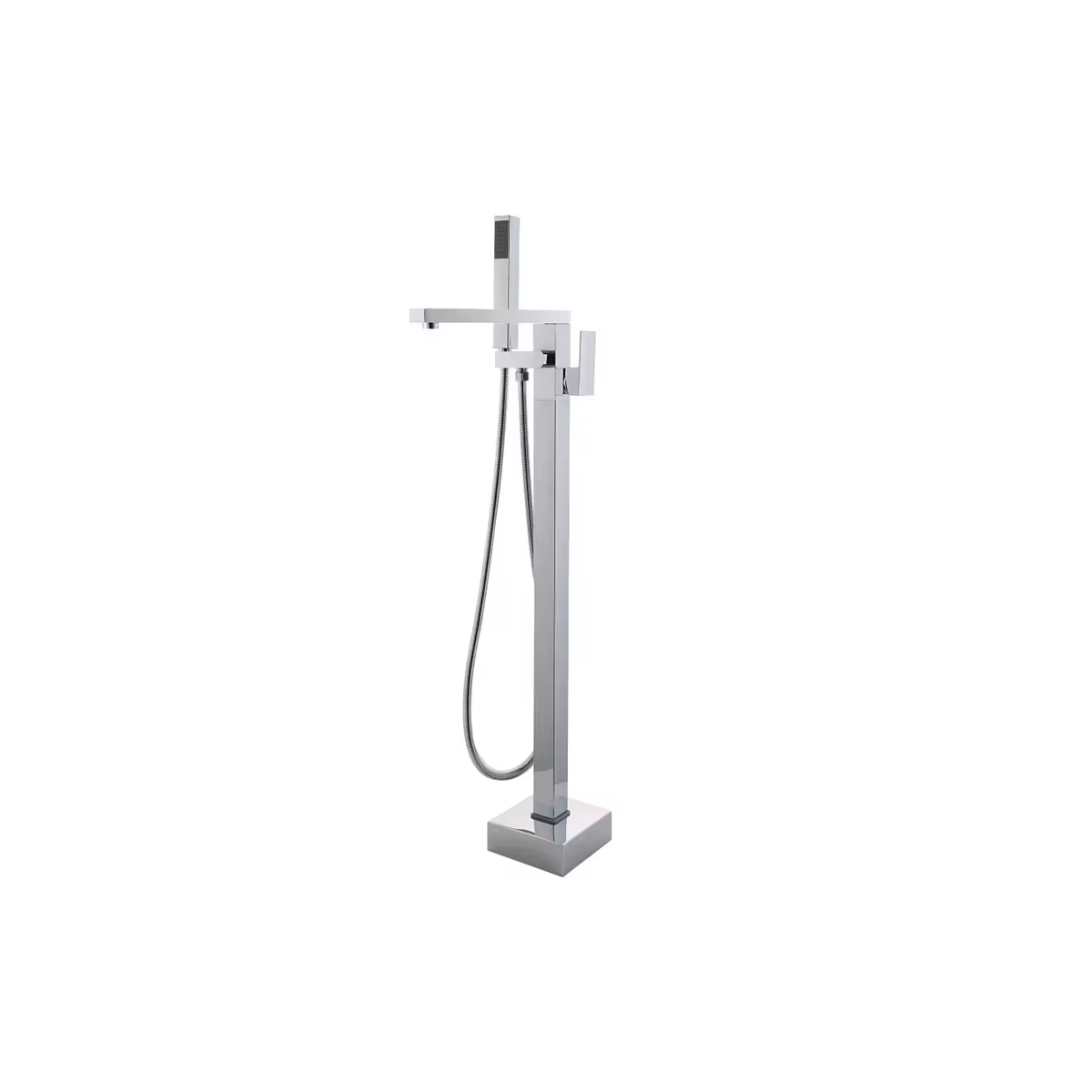 Straight Freestanding Silver Chrome Plated Bath Tap With Shower