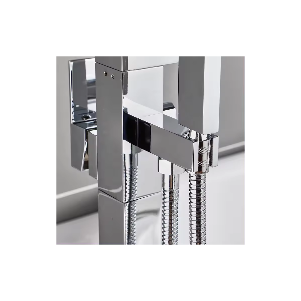 Straight Freestanding Silver Chrome Plated Bath Tap With Shower