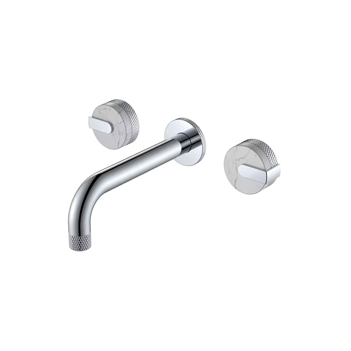 Wall Mounted Silver Chrome Tap With Double Marble Handles