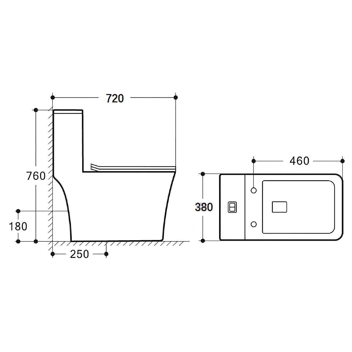 Rimless One Piece Floor Standing WC Toilet - Soft Close Seat Included